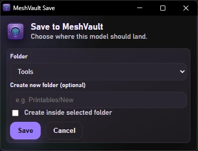 MeshVault Connector browser extension download dialog