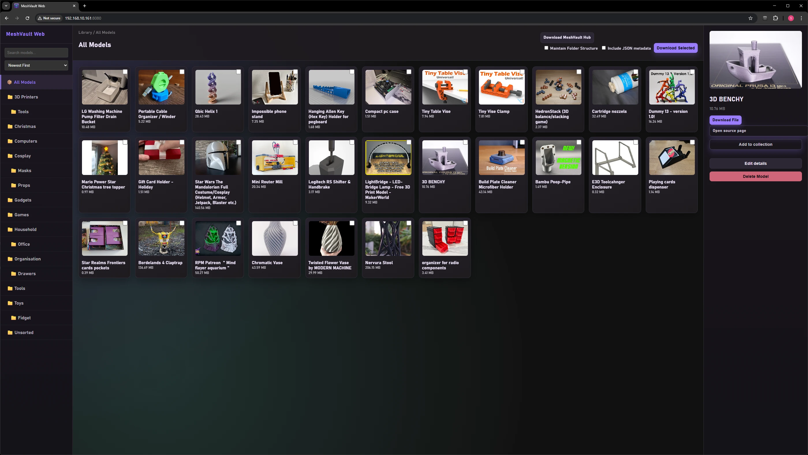 MeshVault Android web server view